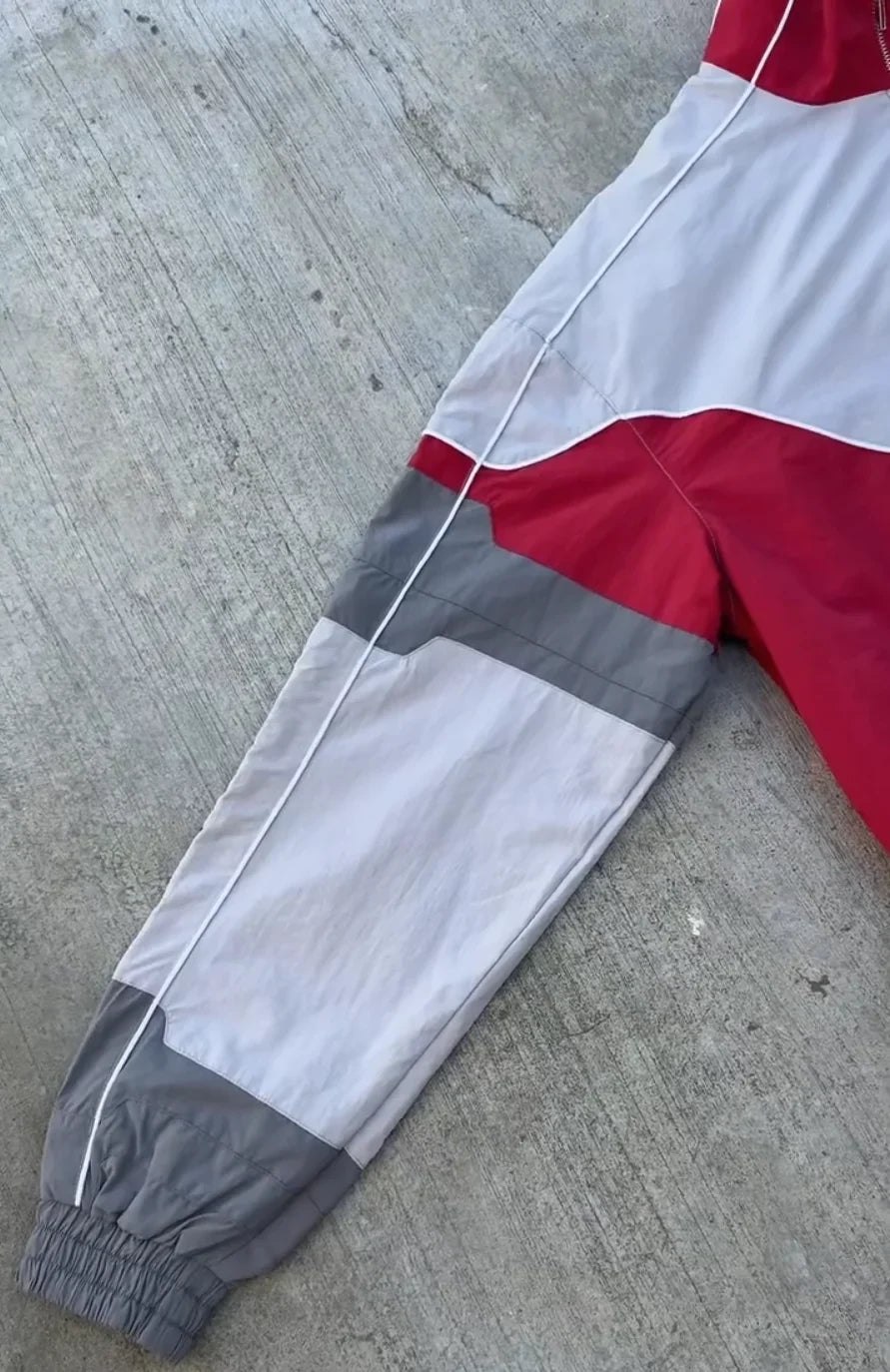 Oversized Y2K Block Spliced Windbreaker Bomber Jacket — dettaglio della stampa