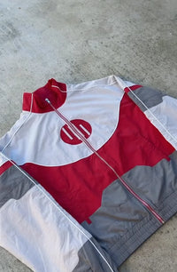 Oversized Y2K Block Spliced Windbreaker Bomber Jacket — vista laterale