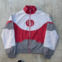 Oversized Y2K Block Spliced Windbreaker Bomber Jacket — vista frontale