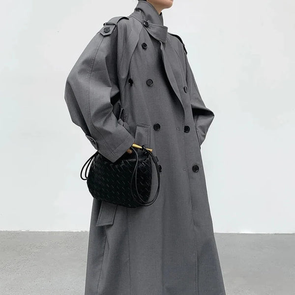 Oversized Y2K Double Breasted Long Trench Coat