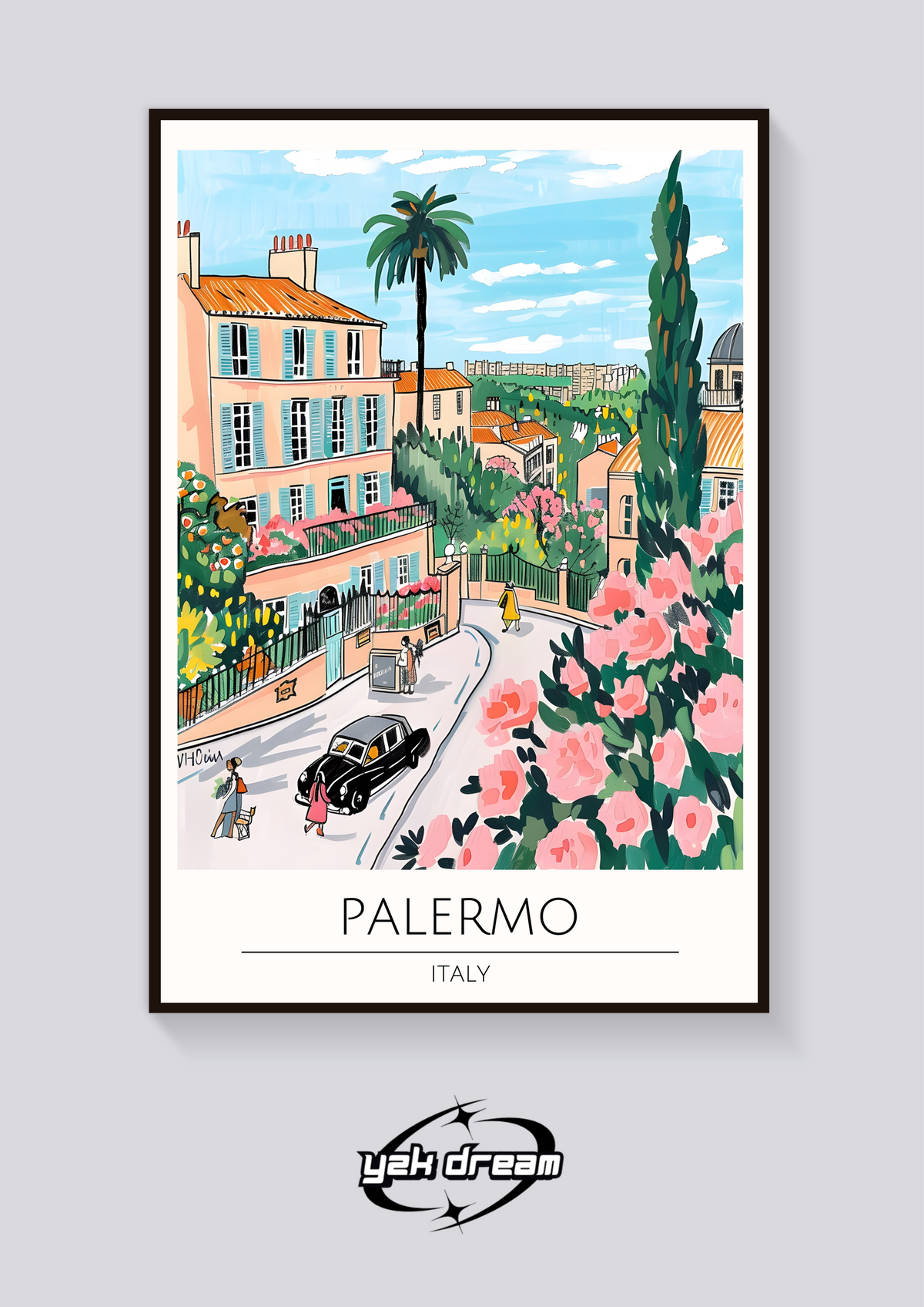 Palermo Street Scene Poster — vista posteriore