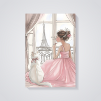 Parisian Girl & Cat Poster — vista posteriore
