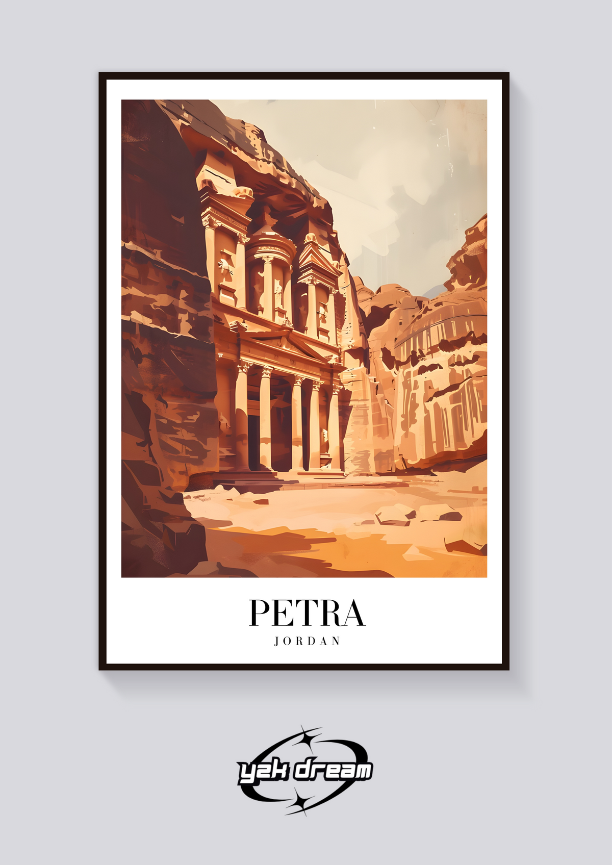 Petra Treasury Vintage Poster — vista posteriore