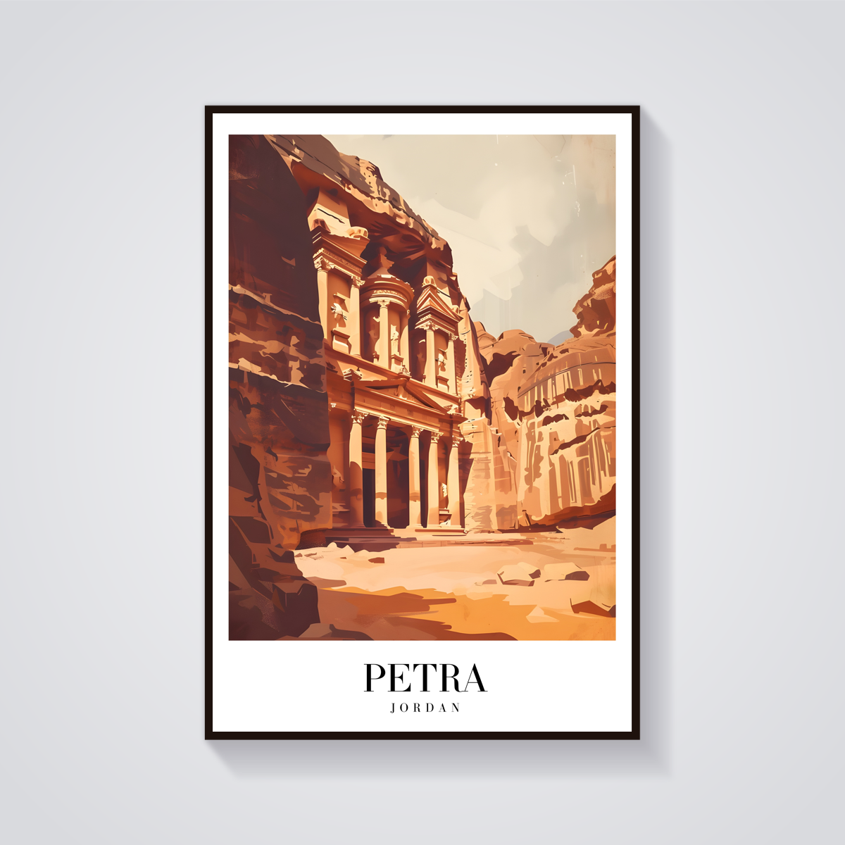 Petra Treasury Vintage Poster — vista frontale