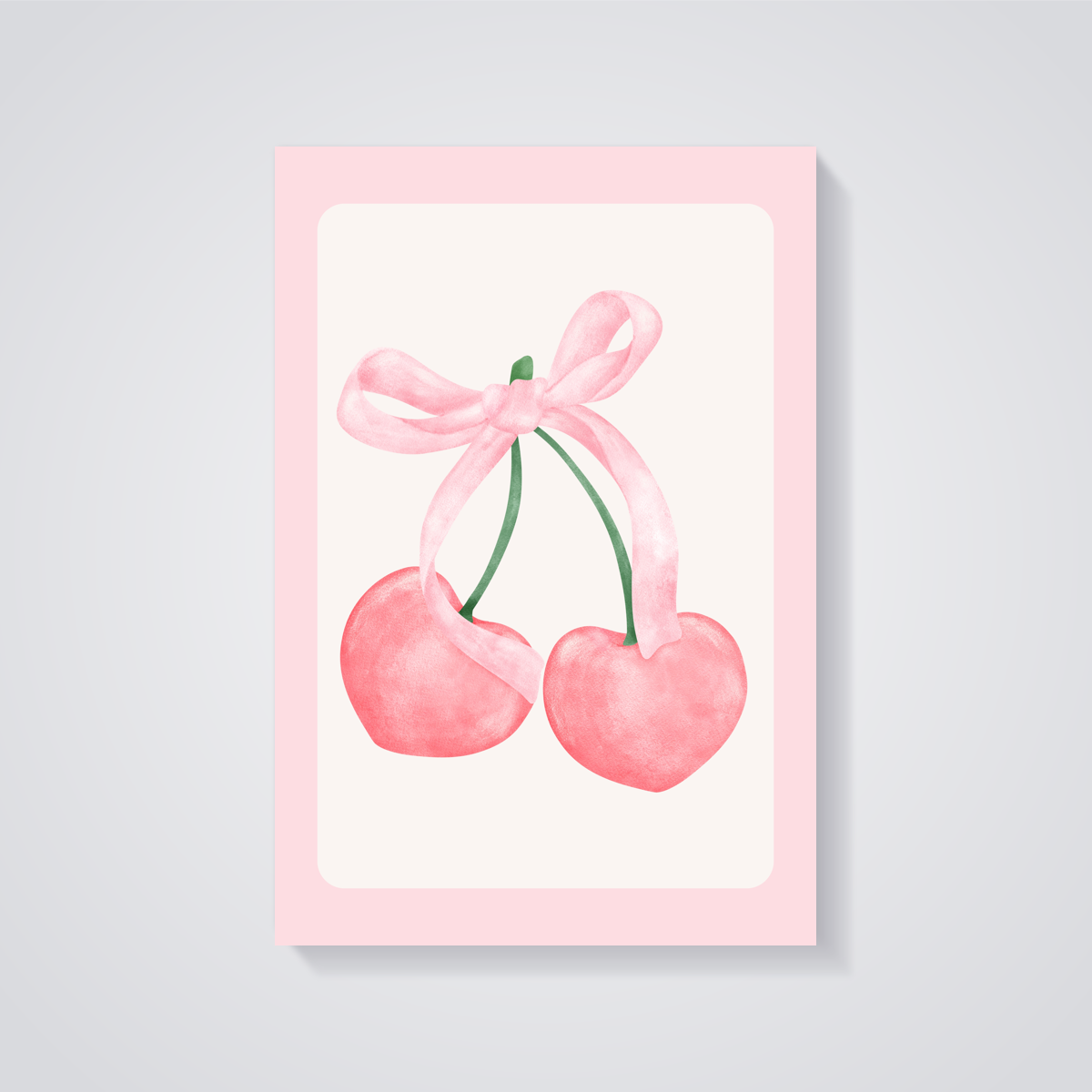 Pink Cherries Bow Poster — vista posteriore