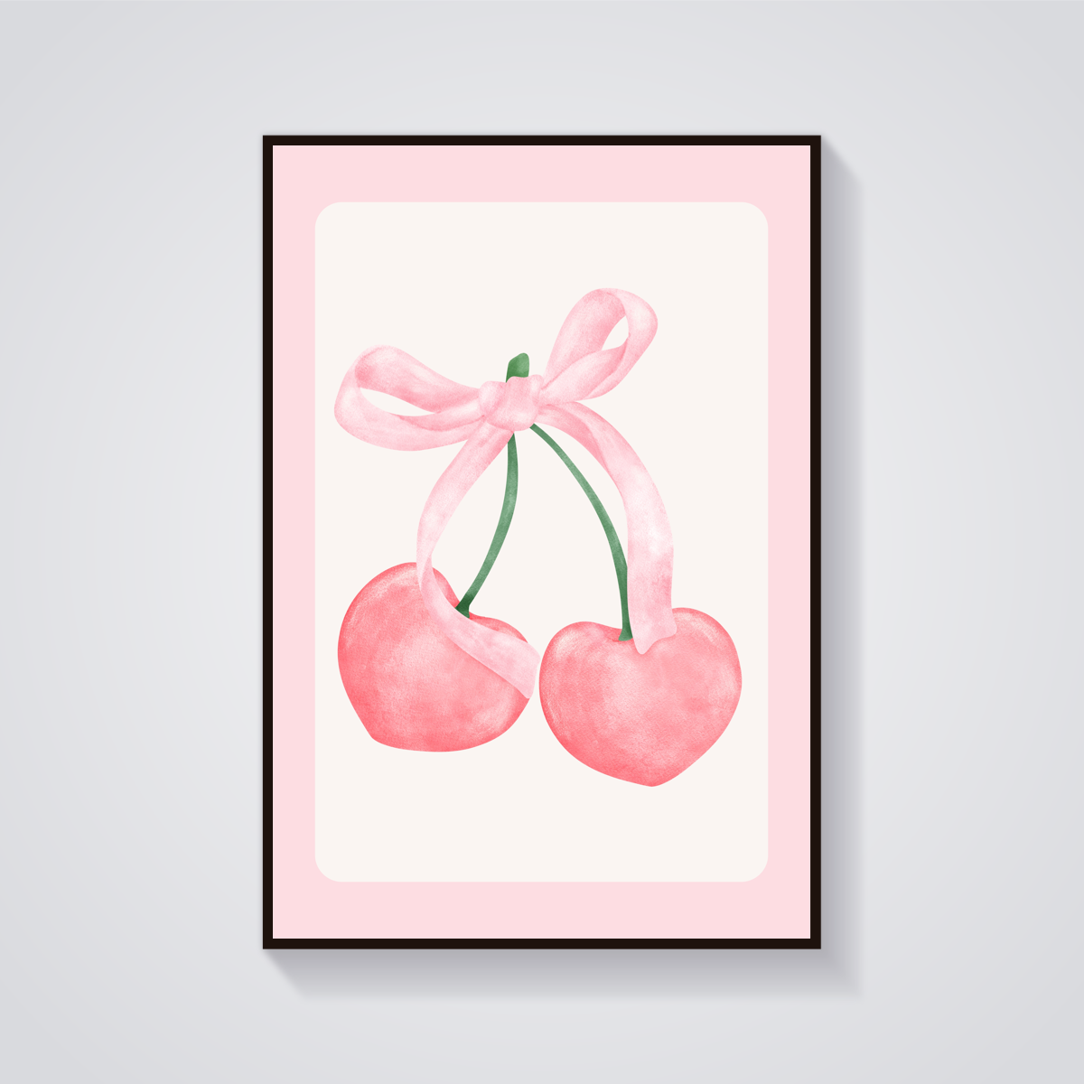 Pink Cherries Bow Poster — vista frontale