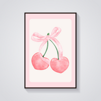 Pink Cherries Bow Poster — vista frontale