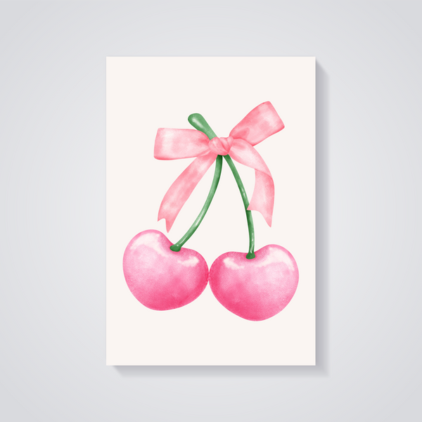 Pink Cherry Bow Poster
