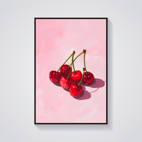 Pink Cherry Still Life Poster — vista frontale