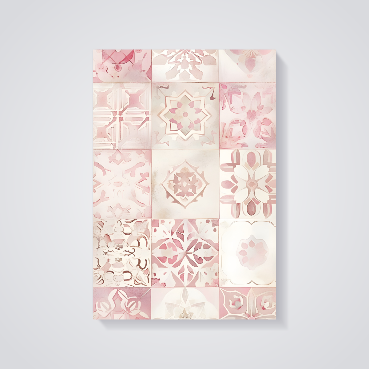 Pink Floral Tile Pattern Poster — vista posteriore