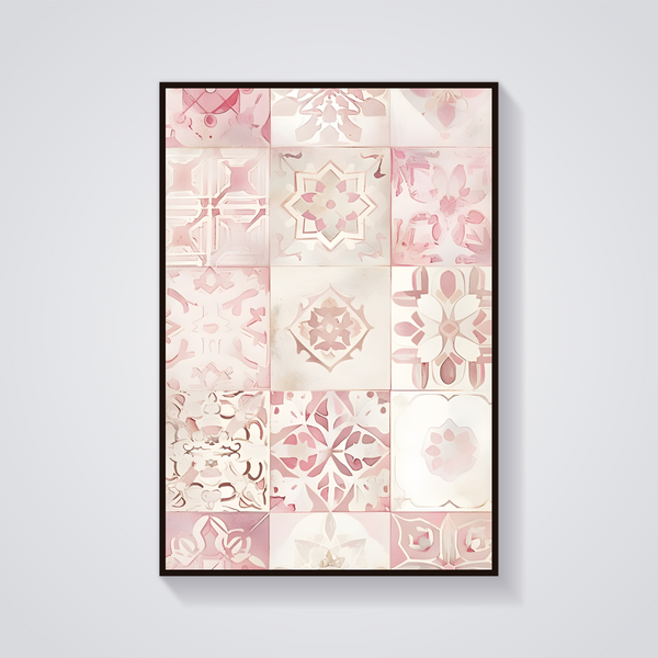 Pink Floral Tile Pattern Poster — vista frontale