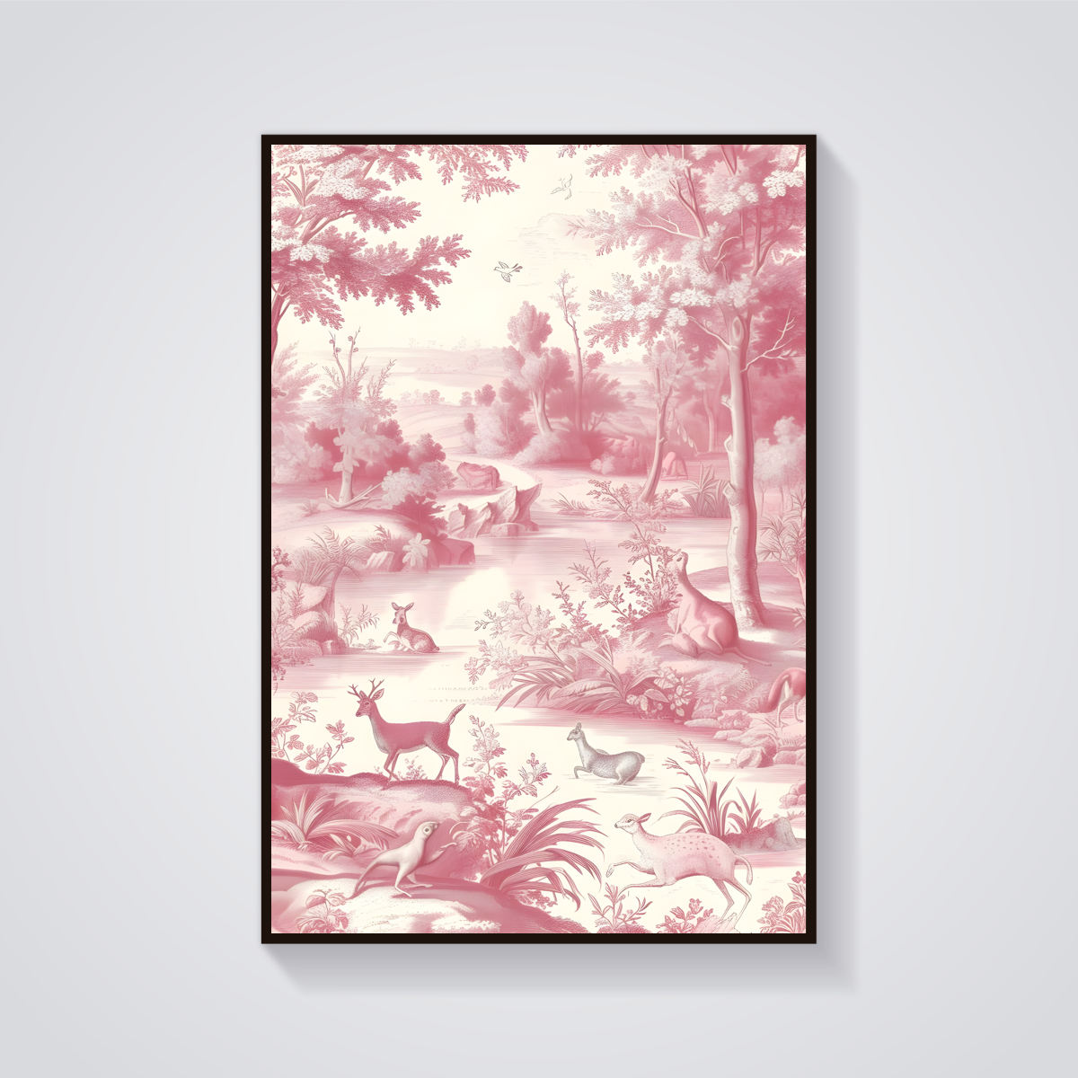 Pink Forest Deer Poster — vista frontale