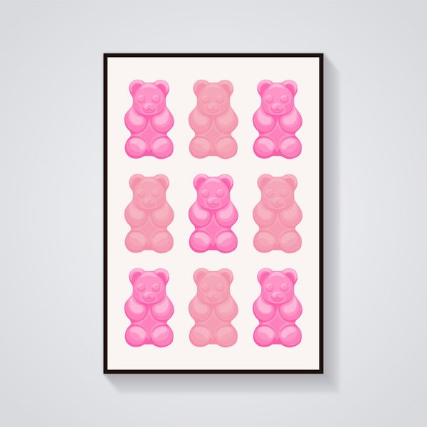 Pink Gummy Bears Poster — vista frontale