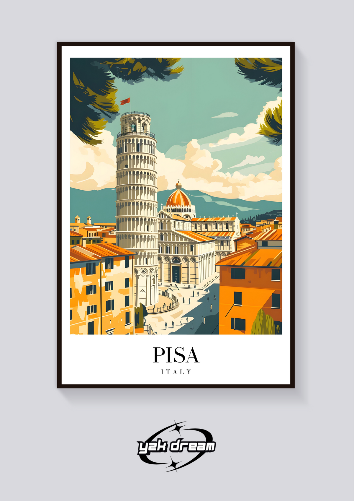 Pisa Leaning Tower Vintage Poster — vista posteriore