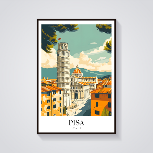 Pisa Leaning Tower Vintage Poster — vista frontale