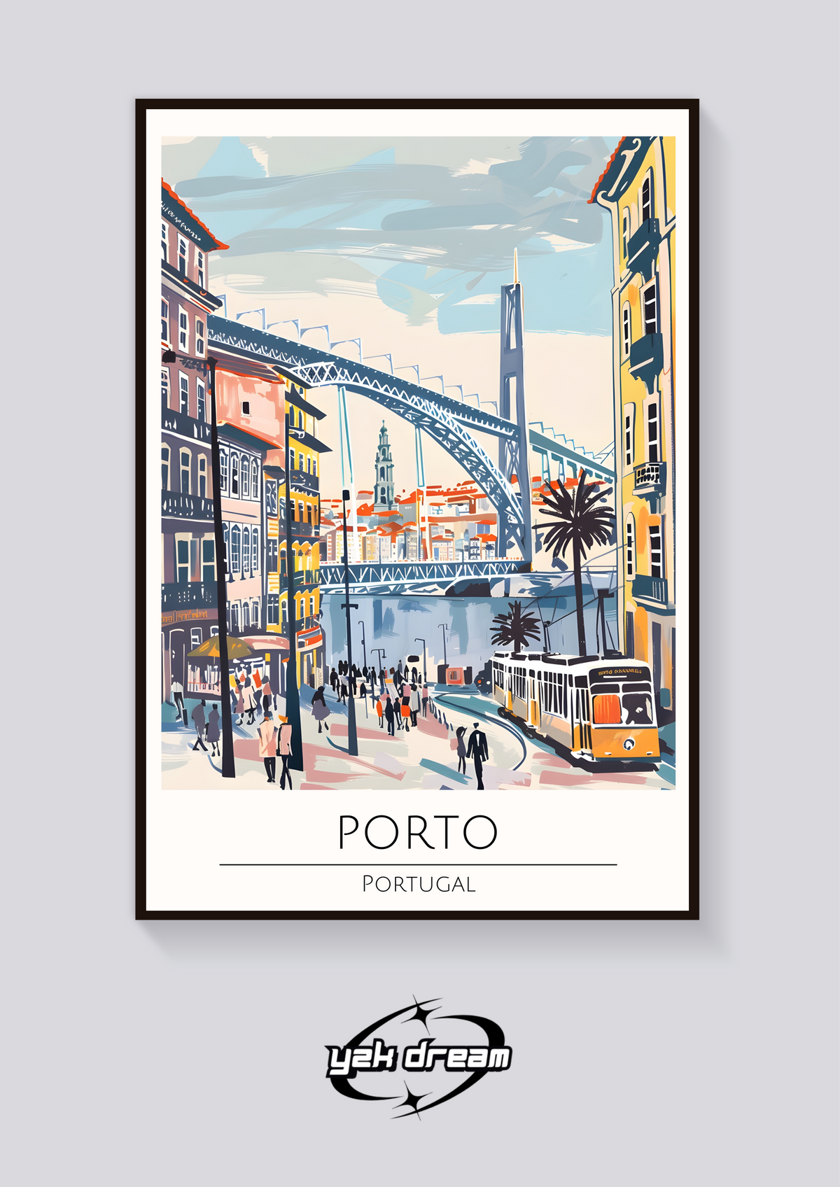 Porto Portugal Tram Poster — vista posteriore