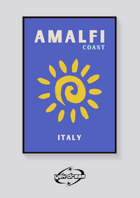 Preppy Amalfi Coast Sun Poster — vista posteriore