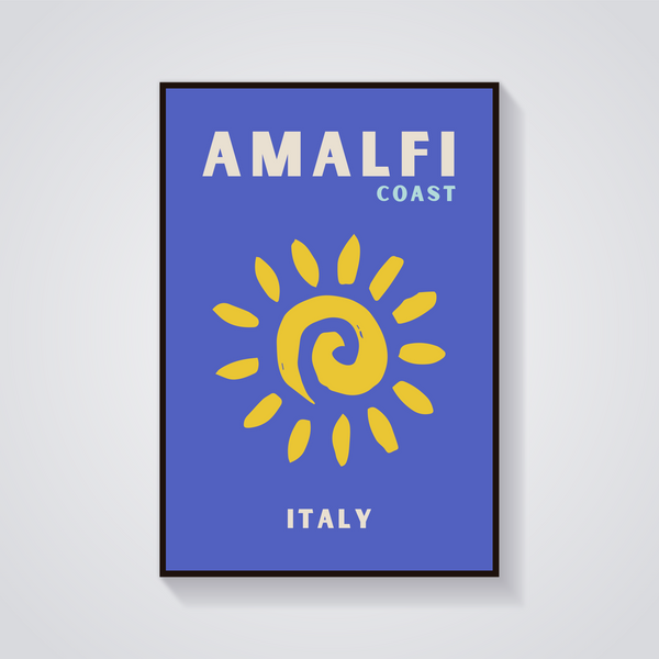 Preppy Amalfi Coast Sun Poster — vista frontale