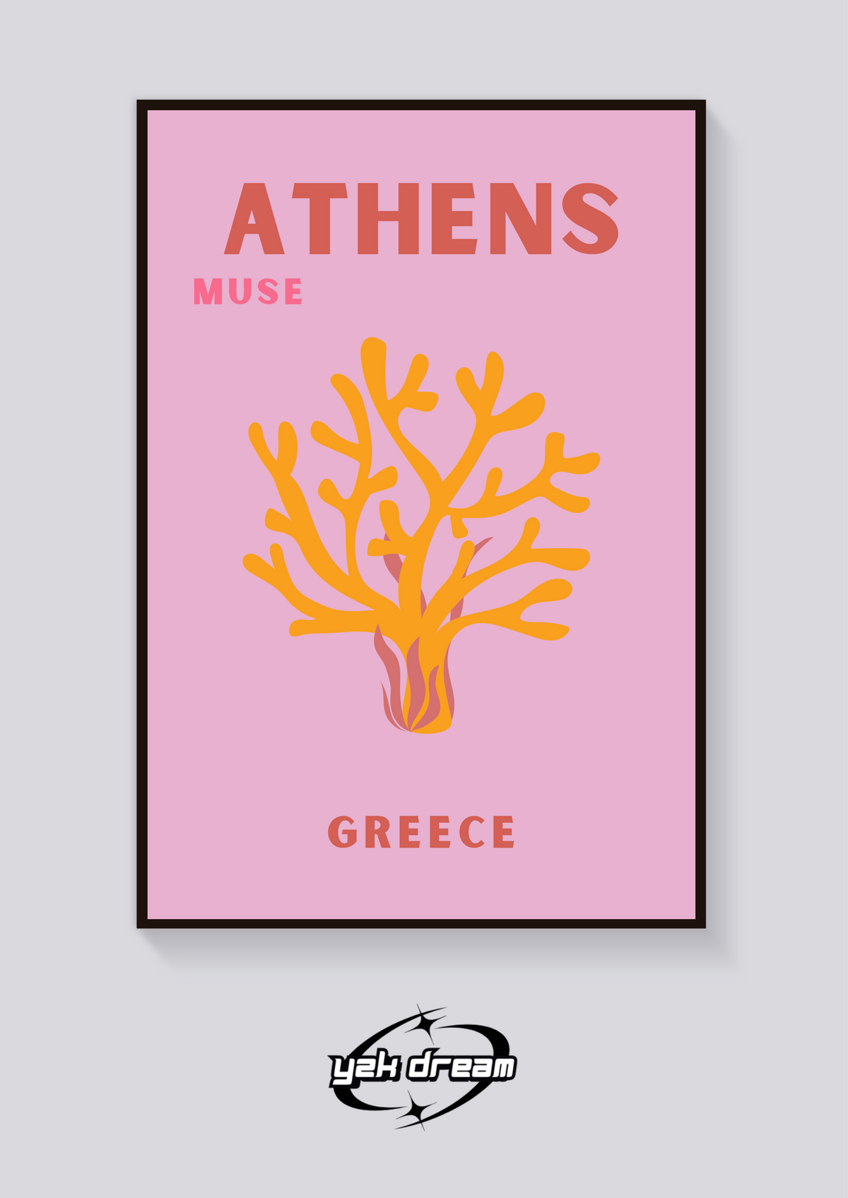Preppy Athens Abstract Plant Poster — vista posteriore