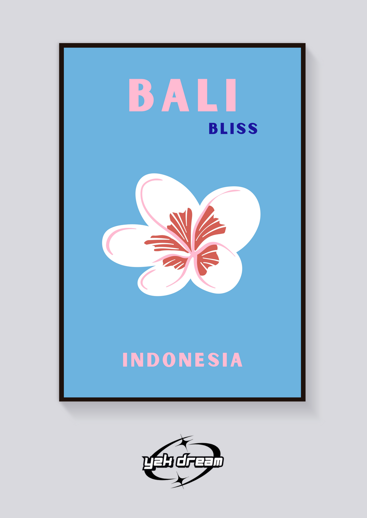 Preppy Bali Blossom Travel Poster — vista posteriore