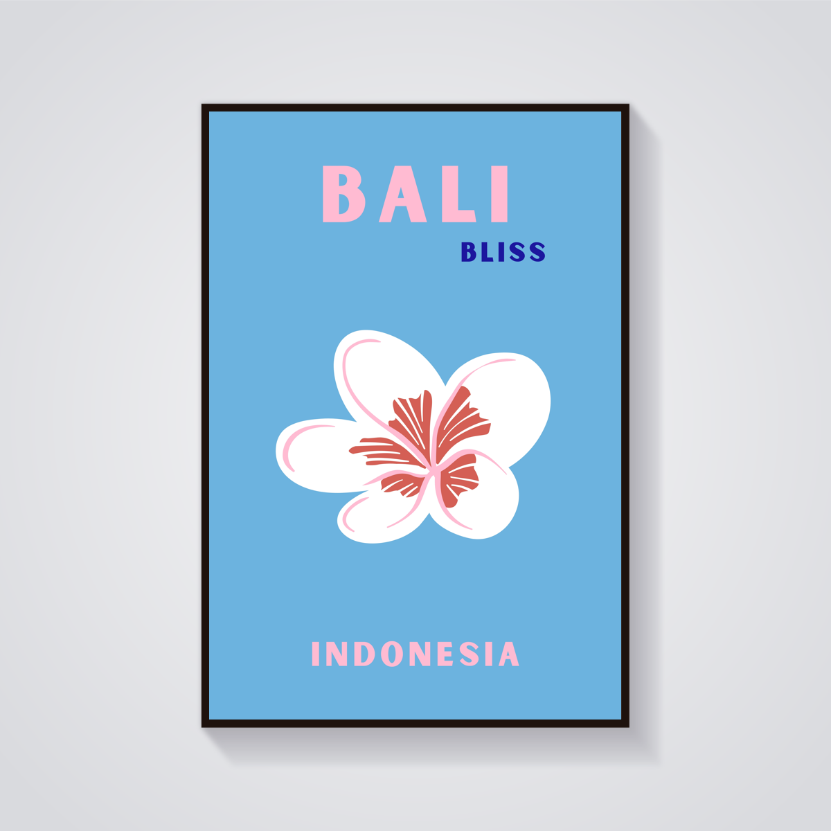 Preppy Bali Blossom Travel Poster — vista frontale