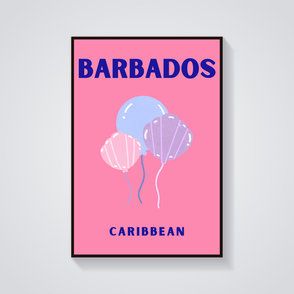 Preppy Barbados Balloons Poster — vista frontale