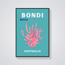 Preppy Bondi Beach Coral Poster