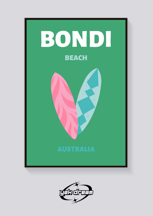 Preppy Bondi Beach Surfboard Poster