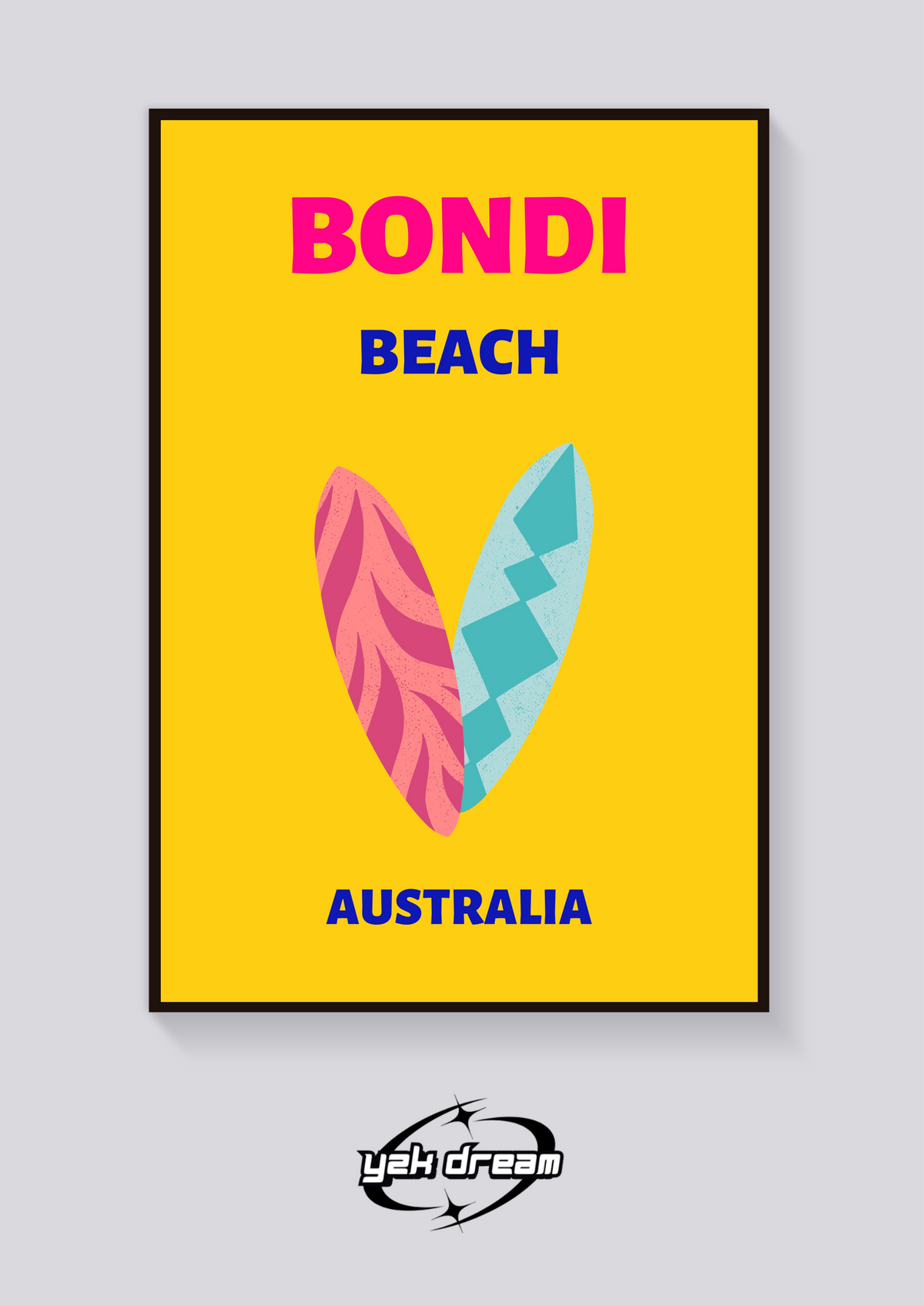 Preppy Bondi Beach Surfboards Poster — vista posteriore