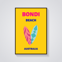 Preppy Bondi Beach Surfboards Poster — vista frontale