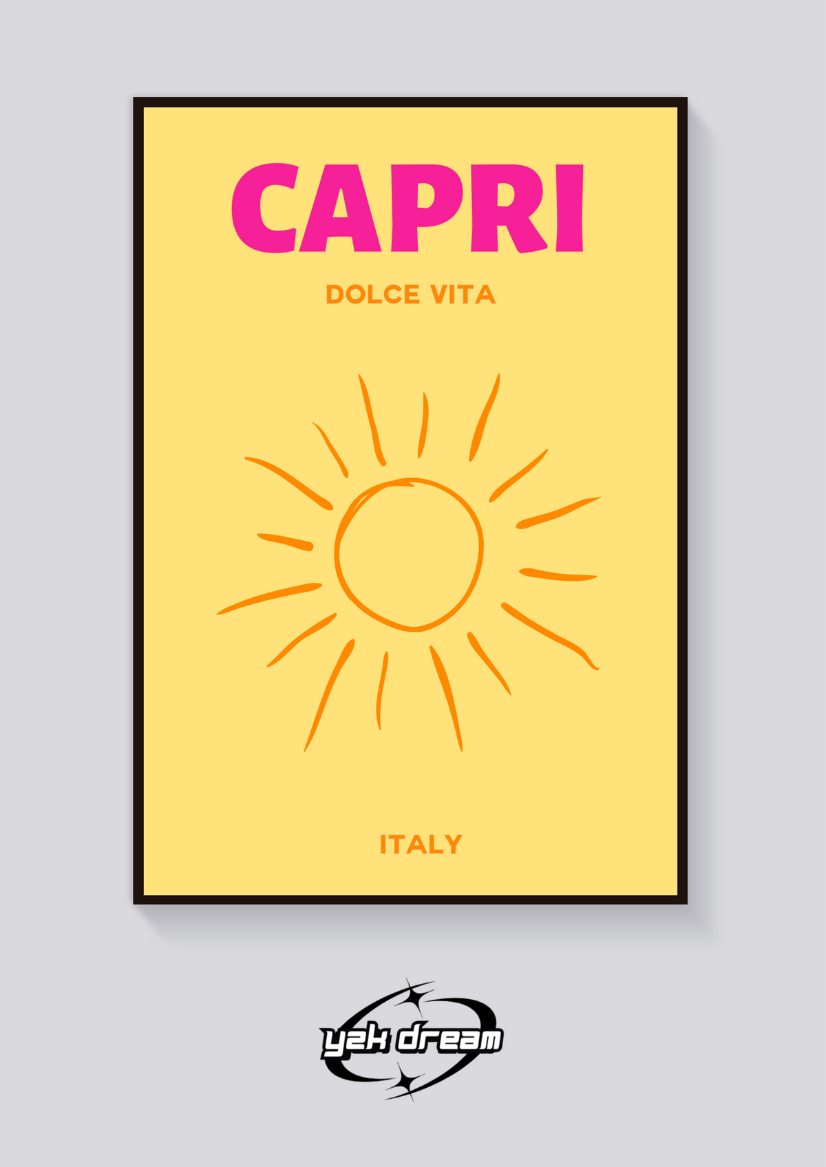 Preppy Capri Italy Sun Poster — vista posteriore