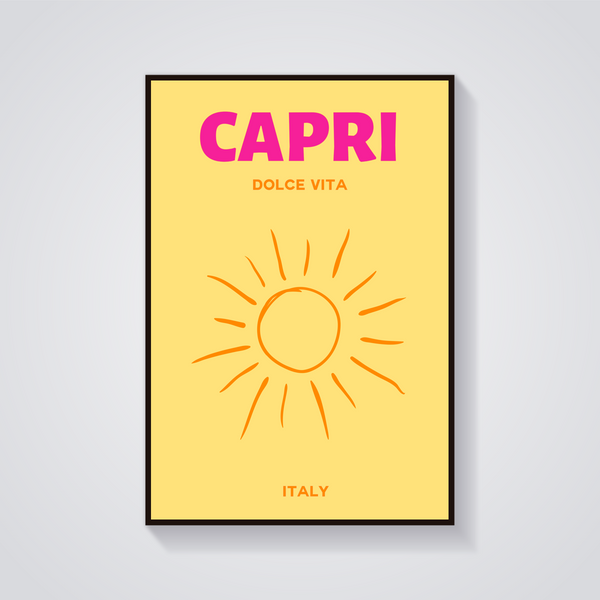 Preppy Capri Italy Sun Poster — vista frontale