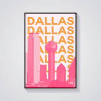 Preppy Dallas Skyline Aesthetic Poster — vista frontale