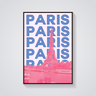Preppy Eiffel Tower Paris Typographic Poster