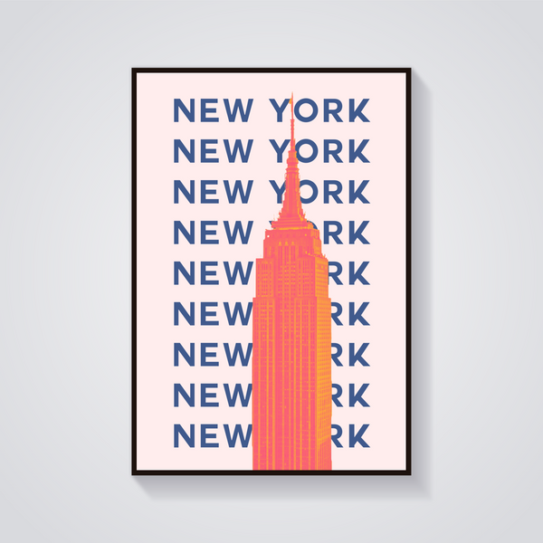 Preppy Empire State Building New York Poster — vista frontale