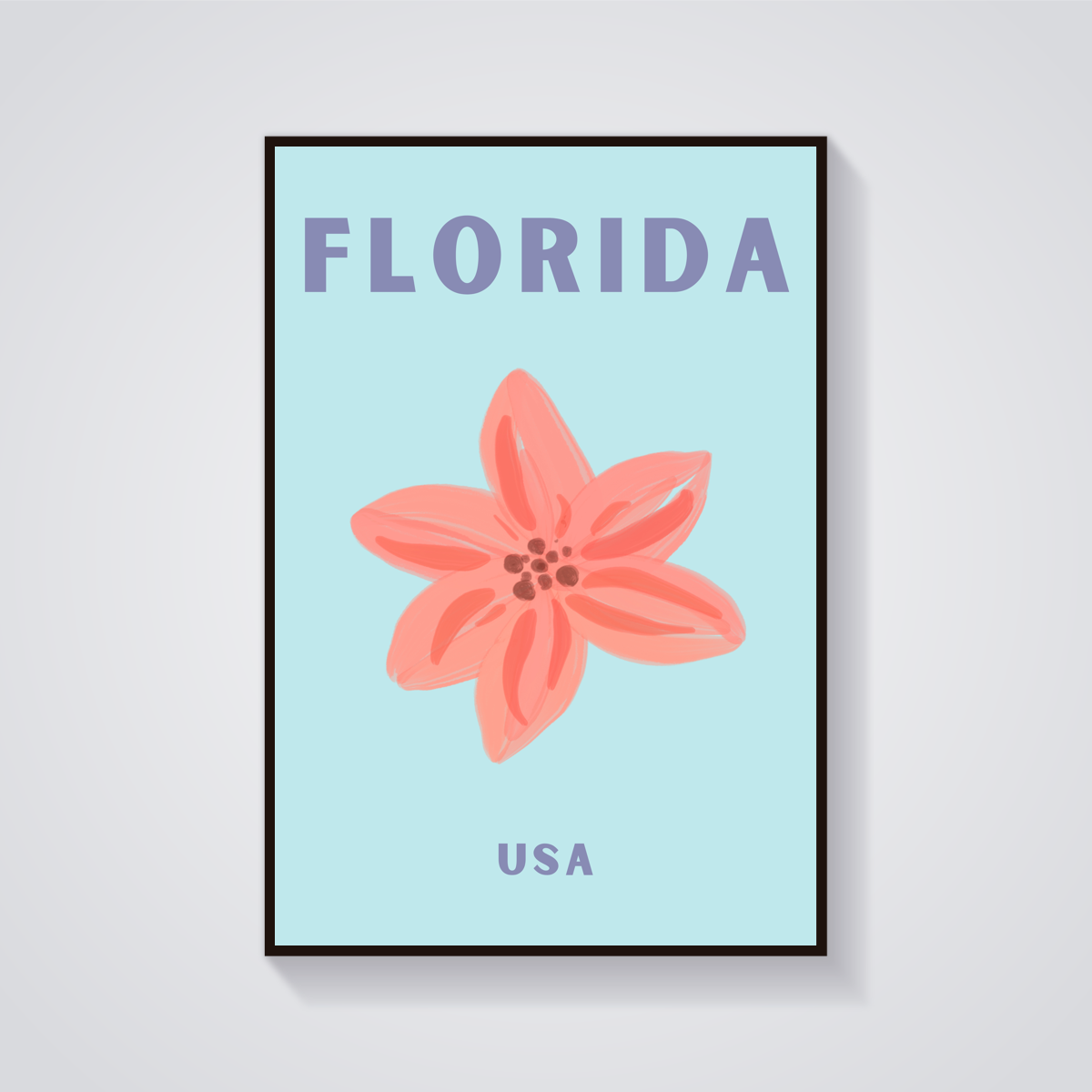 Preppy Florida Flower Aesthetic Poster — vista frontale