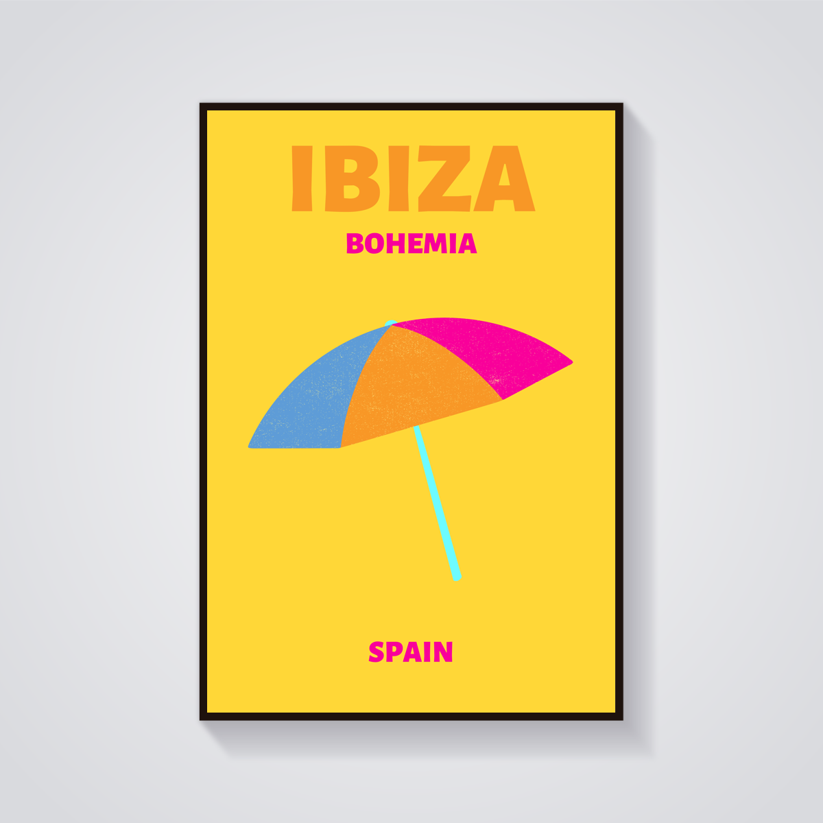 Preppy Ibiza Beach Umbrella Poster — vista frontale
