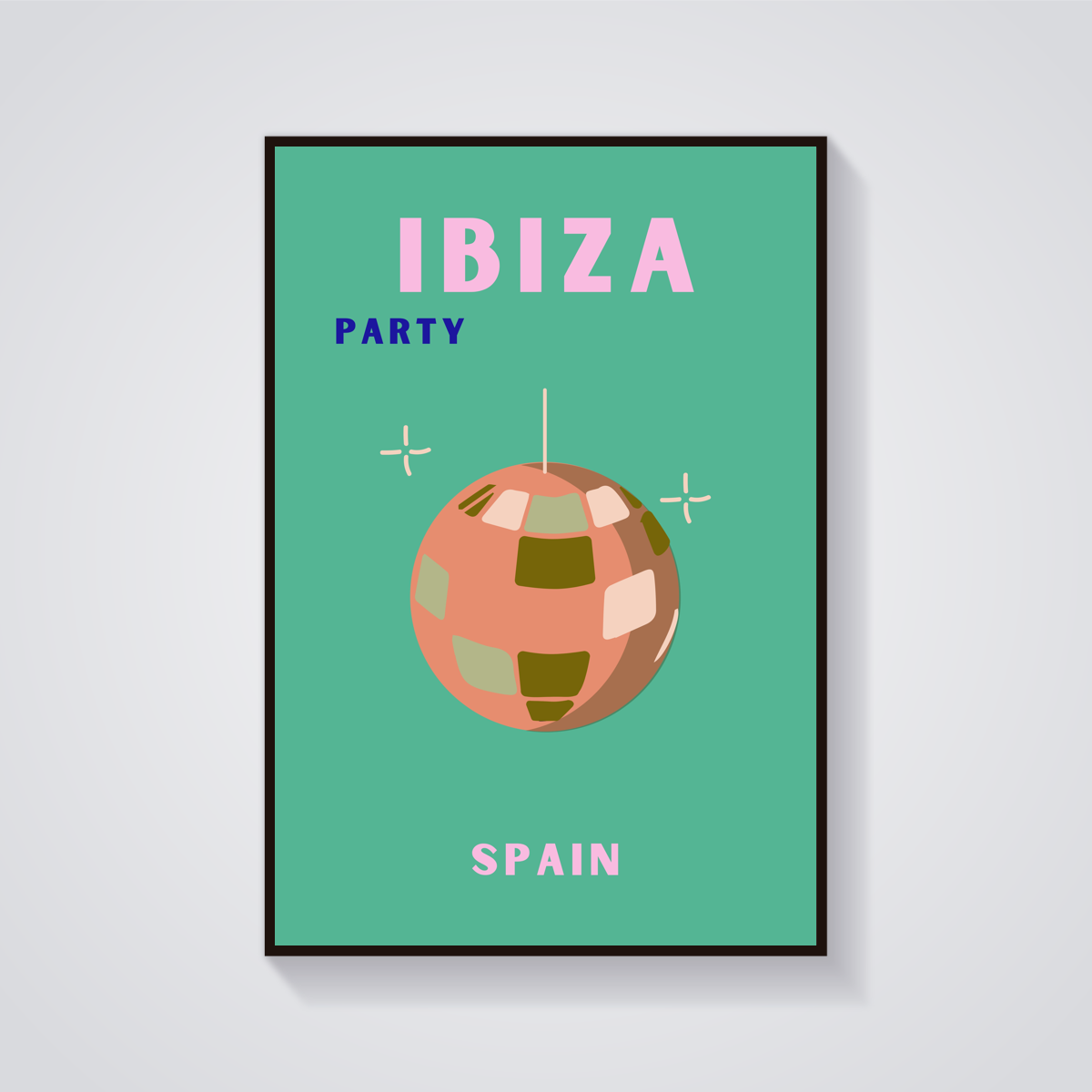 Preppy Ibiza Disco Ball Poster — vista frontale