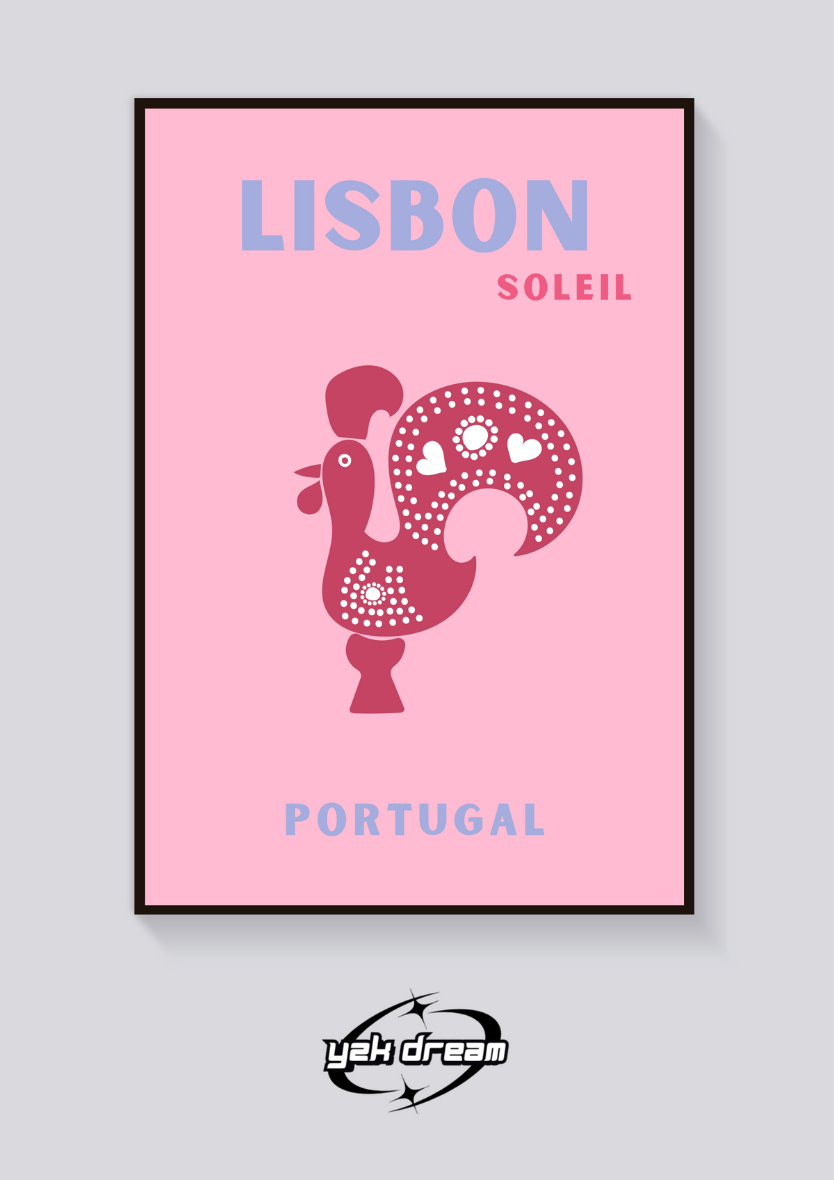 Preppy Lisbon Rooster Portugal Poster — vista posteriore