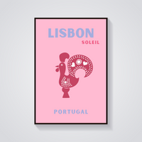 Preppy Lisbon Rooster Portugal Poster — vista frontale