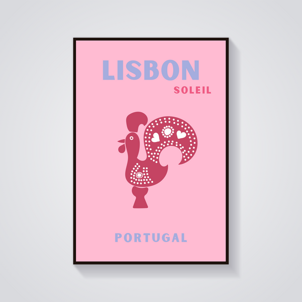 Preppy Lisbon Rooster Portugal Poster — vista frontale