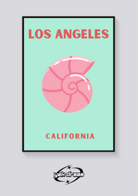Preppy Los Angeles Seashell Poster — vista posteriore