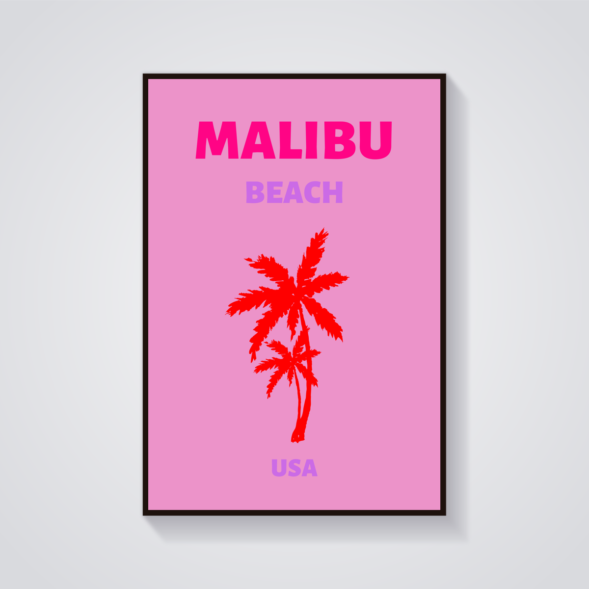 Preppy Malibu Beach Palm Poster — vista frontale