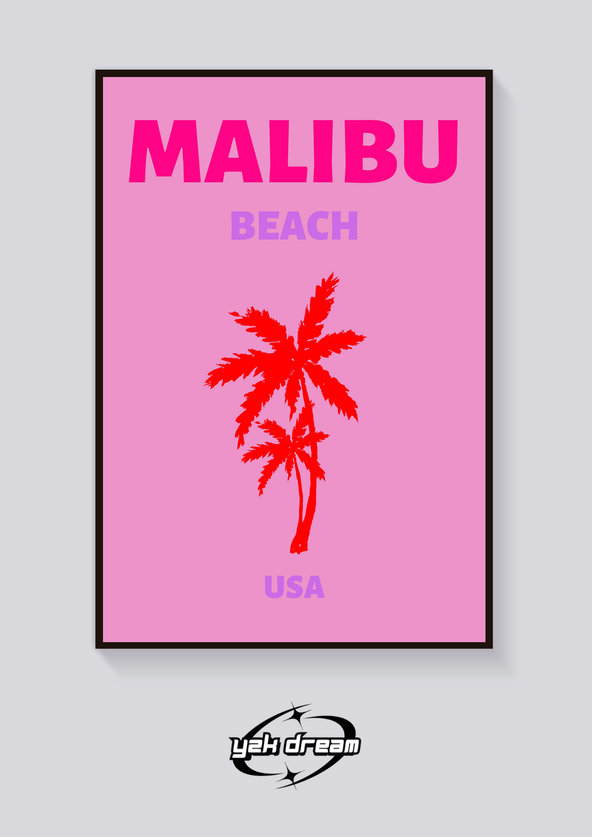 Preppy Malibu Beach Palms Poster — vista posteriore
