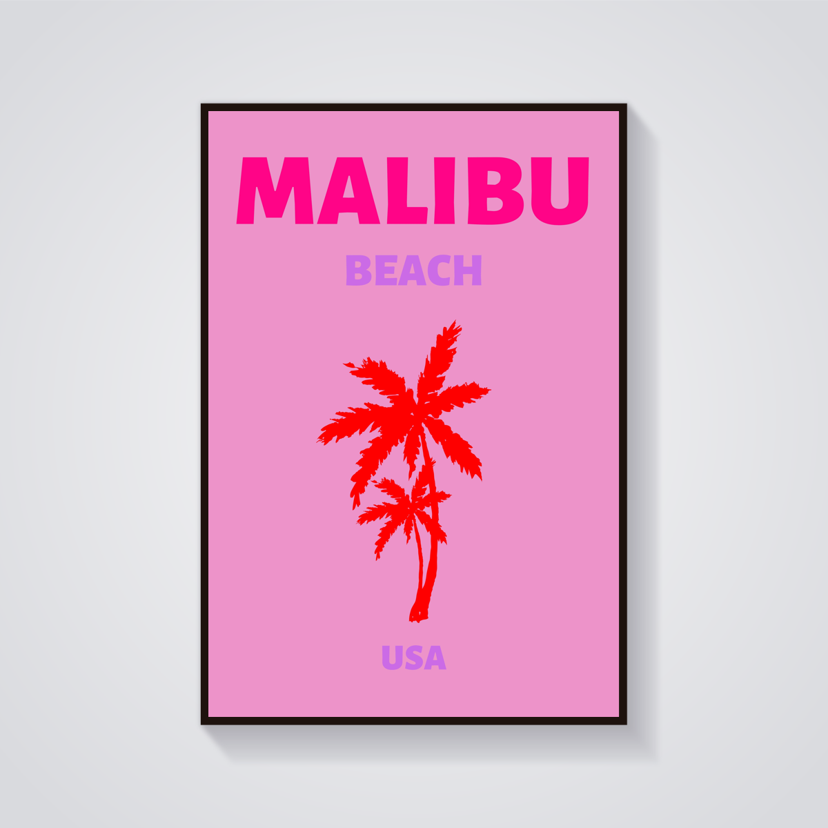 Preppy Malibu Beach Palms Poster — vista frontale