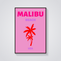 Preppy Malibu Beach Palms Poster — vista frontale