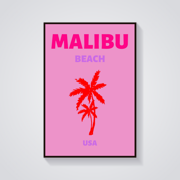 Preppy Malibu Beach Palms Poster — vista frontale