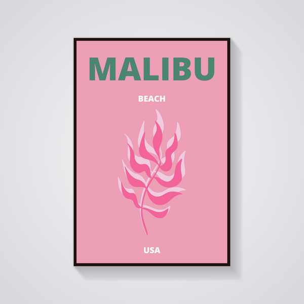Preppy Malibu Beach USA Poster — vista frontale