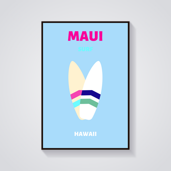 Preppy Maui Surfboards Hawaii Poster — vista frontale
