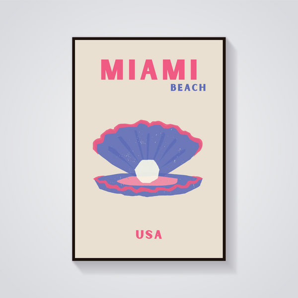 Preppy Miami Beach Clam Poster — vista frontale